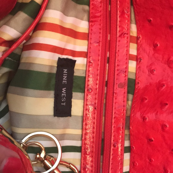 Bright Red, Textured, Nine West Purse With Matching Coin Purse - Picture 4 of 7